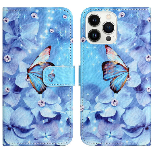 For iPhone 16 Pro Max Wallet Case PU Leather Phone Cover Cross Texture Pattern Print