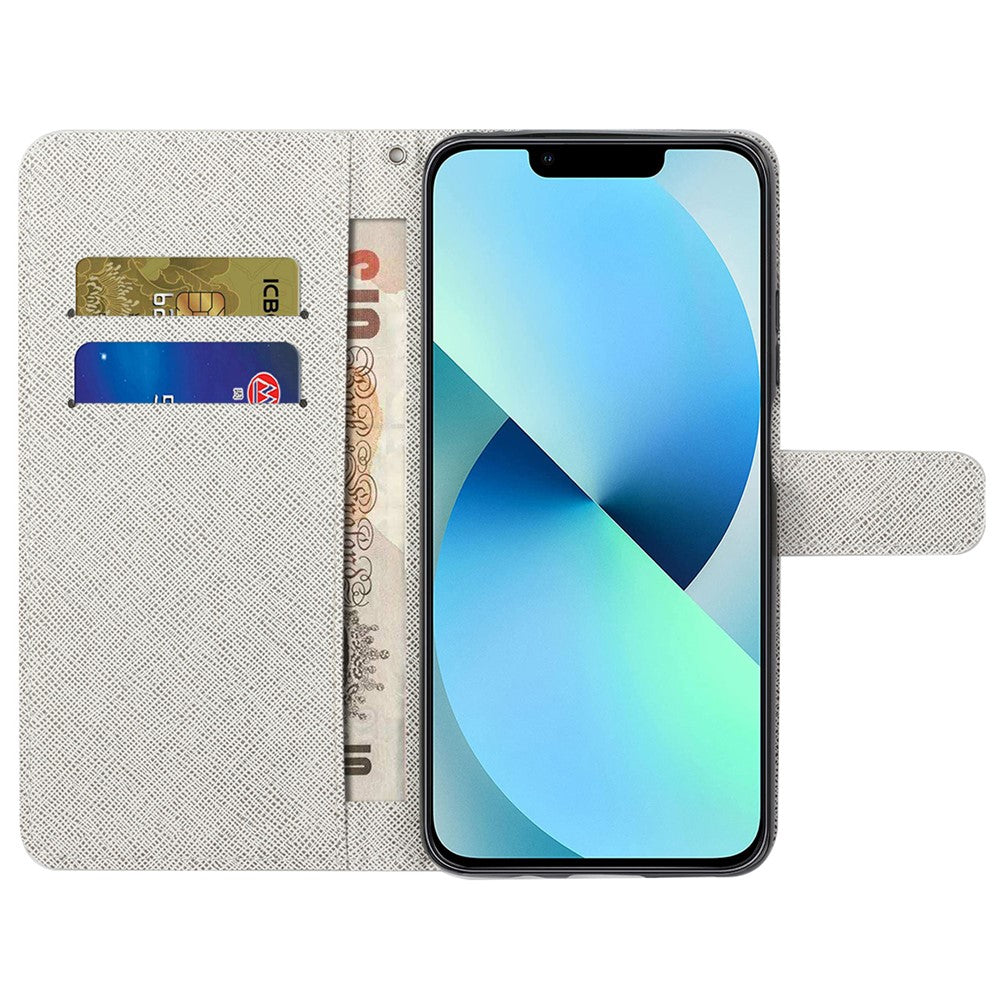 For iPhone 16 Pro Max Wallet Case PU Leather Phone Cover Cross Texture Pattern Print