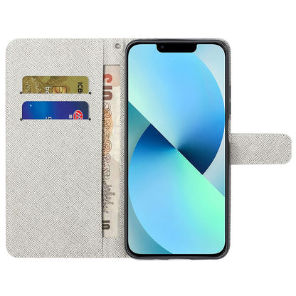 For iPhone 16 Pro Max Wallet Case PU Leather Phone Cover Cross Texture Pattern Print