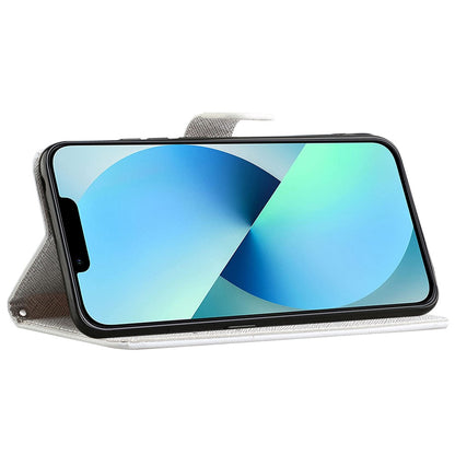 For iPhone 16 Pro Max Wallet Case PU Leather Phone Cover Cross Texture Pattern Print