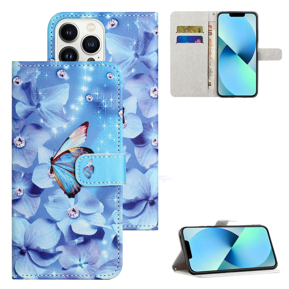 For iPhone 16 Pro Max Wallet Case PU Leather Phone Cover Cross Texture Pattern Print