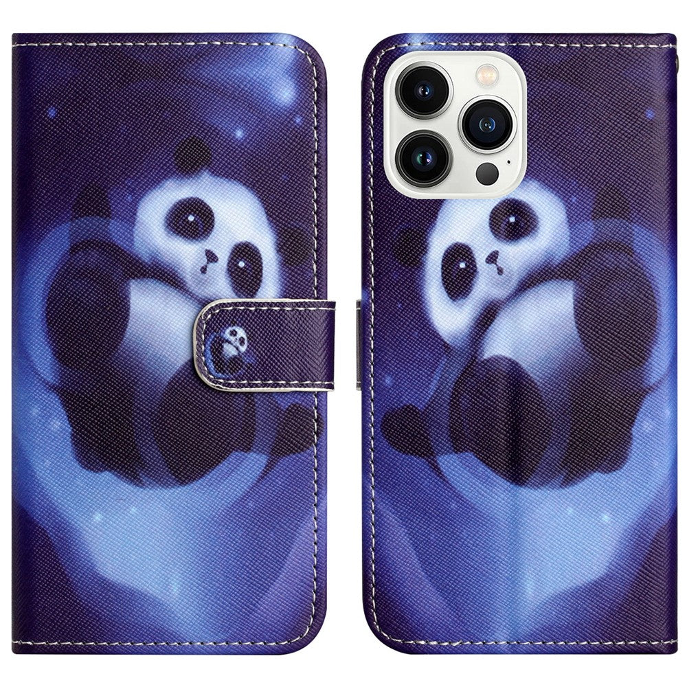 For iPhone 16 Pro Max Wallet Case PU Leather Phone Cover Cross Texture Pattern Print