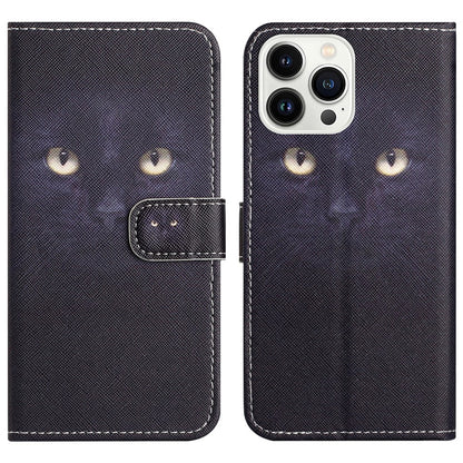 For iPhone 16 Pro Max Wallet Case PU Leather Phone Cover Cross Texture Pattern Print