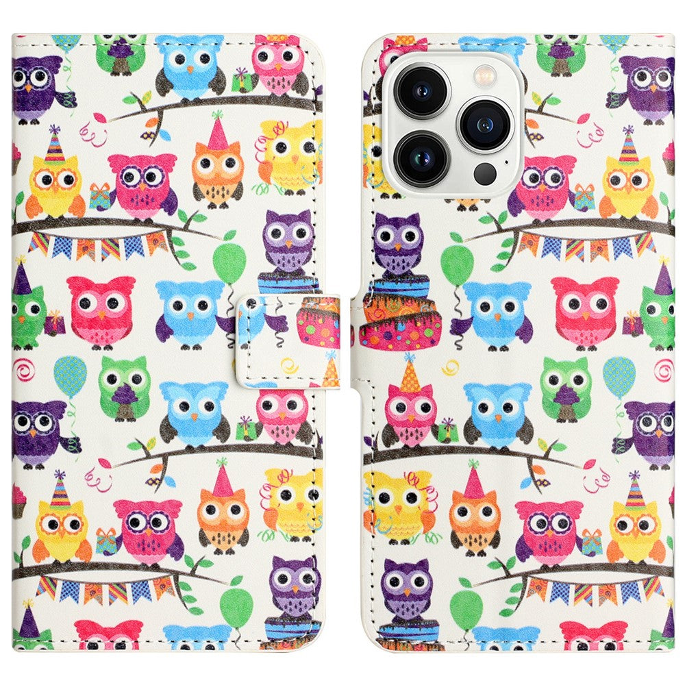 For iPhone 16 Pro Max Case PU Leather Wallet Phone Cover Pattern Print