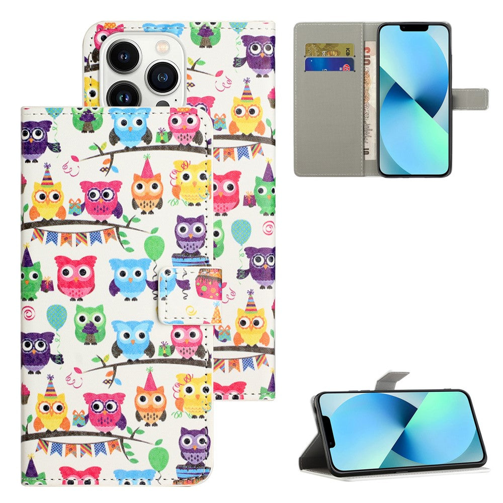 For iPhone 16 Pro Max Case PU Leather Wallet Phone Cover Pattern Print