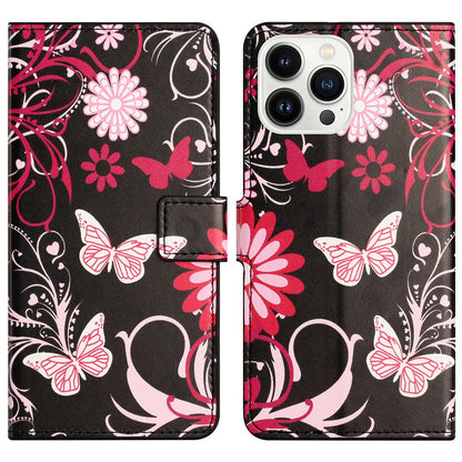 For iPhone 16 Pro Max Case PU Leather Wallet Phone Cover Pattern Print
