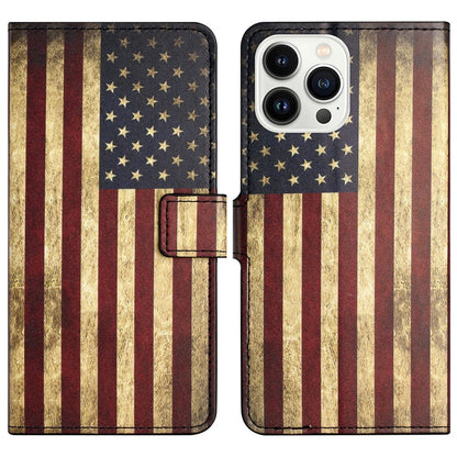 For iPhone 16 Pro Max Case PU Leather Wallet Phone Cover Pattern Print