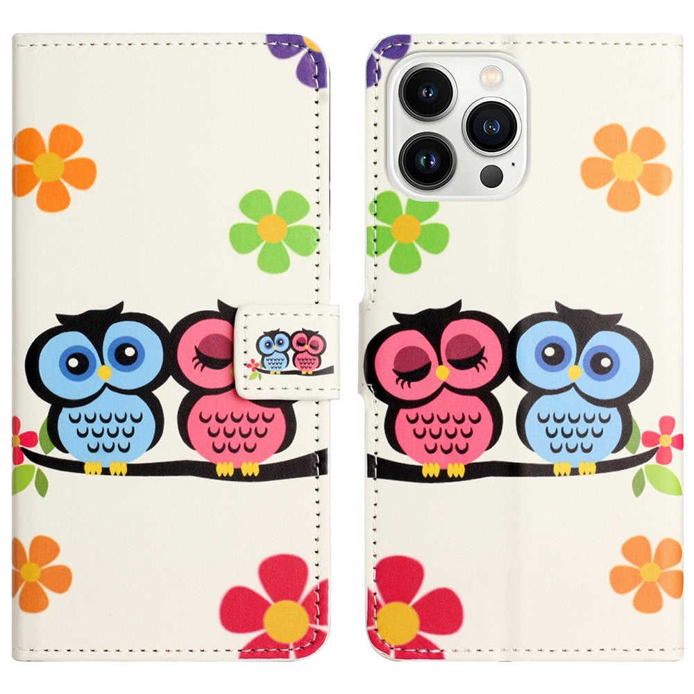For iPhone 16 Pro Max Case PU Leather Wallet Phone Cover Pattern Print
