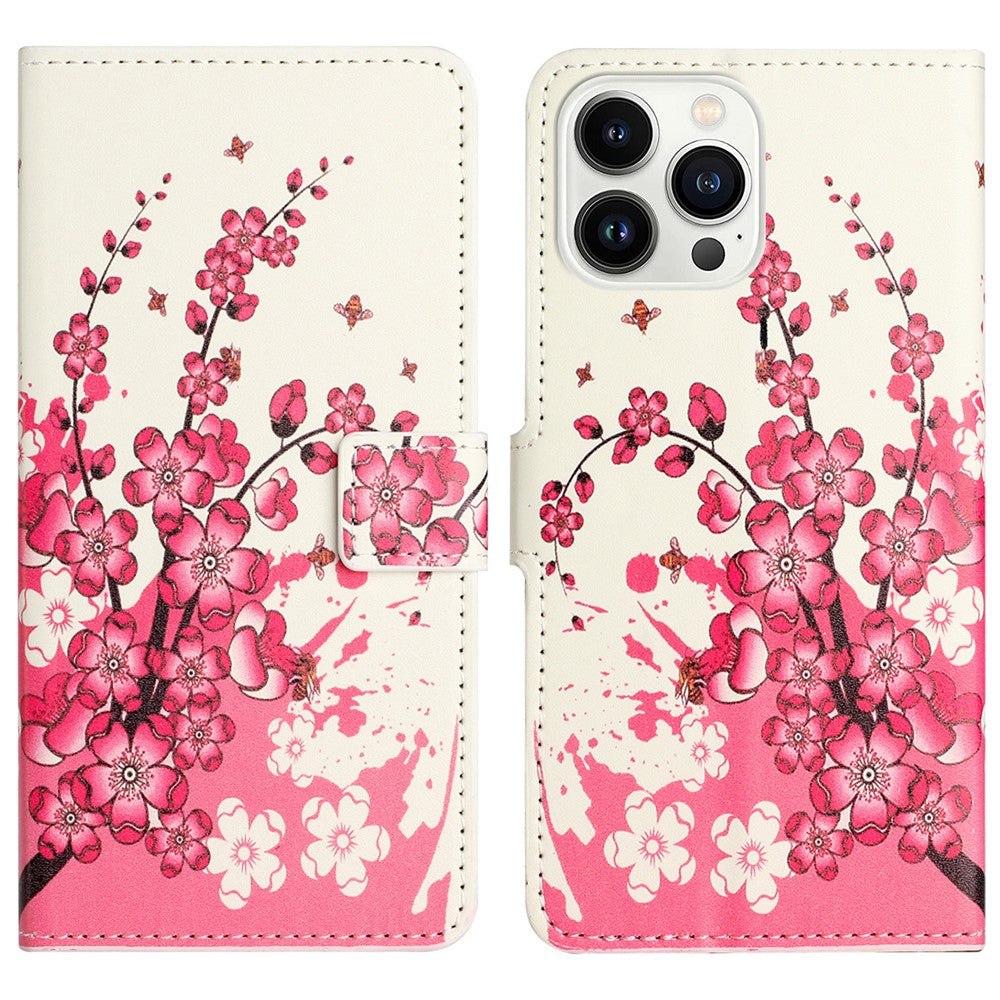 For iPhone 16 Pro Max Case PU Leather Wallet Phone Cover Pattern Print