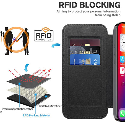 For iPhone 16 Pro Max Magnetic Phone Case RFID Blocking Phone Leather Cover
