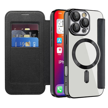 For iPhone 16 Pro Case Compatible with MagSafe PU Leather Card Slots Phone Cover