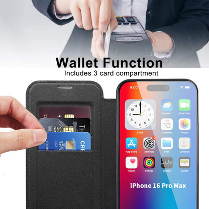 For iPhone 16 Pro Case Compatible with MagSafe PU Leather Card Slots Phone Cover