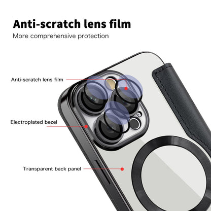 For iPhone 16 Pro Case Compatible with MagSafe PU Leather Card Slots Phone Cover