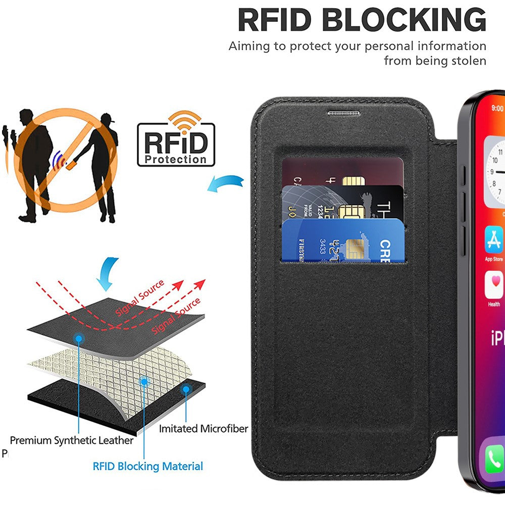 For iPhone 16 Pro Case Compatible with MagSafe PU Leather Card Slots Phone Cover
