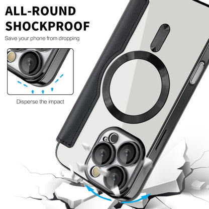 For iPhone 16 Pro Case Compatible with MagSafe PU Leather Card Slots Phone Cover