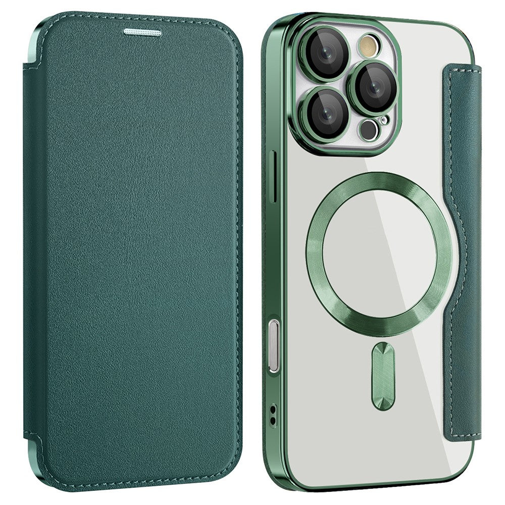 For iPhone 16 Pro Case Compatible with MagSafe PU Leather Card Slots Phone Cover