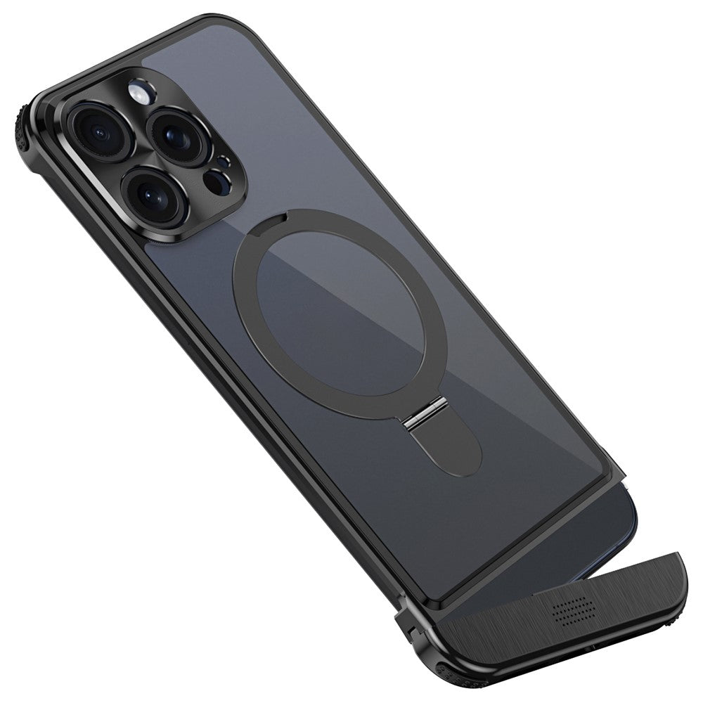 For iPhone 14 Pro Magnetic Case Kickstand Acrylic+Aluminum Alloy Cover Aromatherapy Tablet