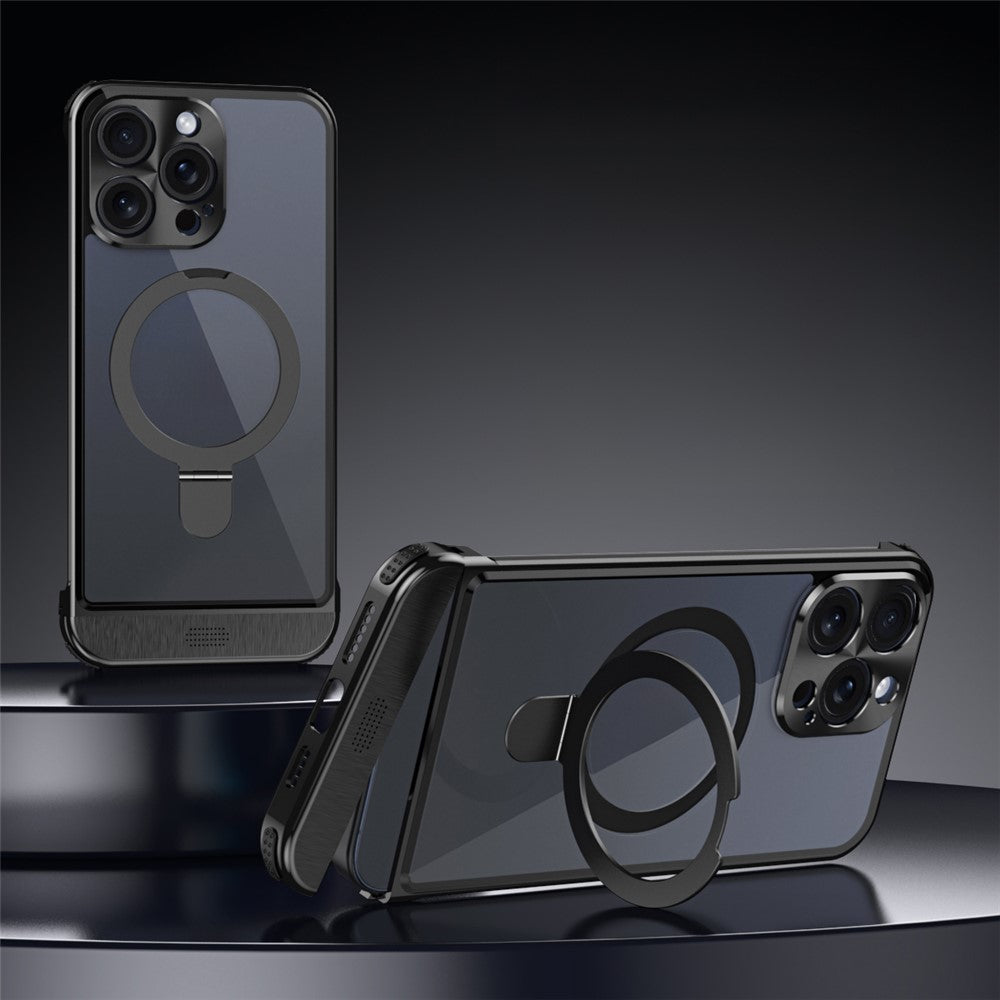 For iPhone 14 Pro Magnetic Case Kickstand Acrylic+Aluminum Alloy Cover Aromatherapy Tablet