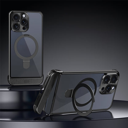 For iPhone 14 Pro Magnetic Case Kickstand Acrylic+Aluminum Alloy Cover Aromatherapy Tablet