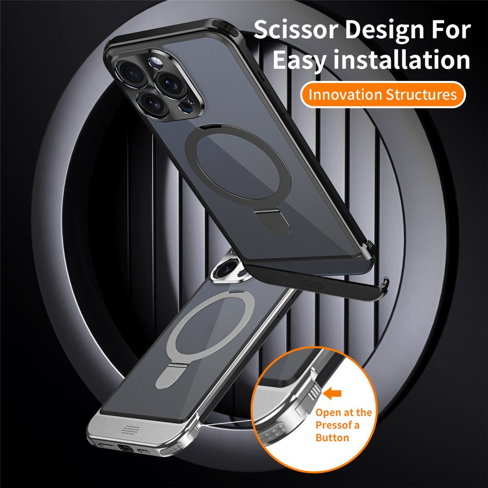 For iPhone 14 Pro Magnetic Case Kickstand Acrylic+Aluminum Alloy Cover Aromatherapy Tablet
