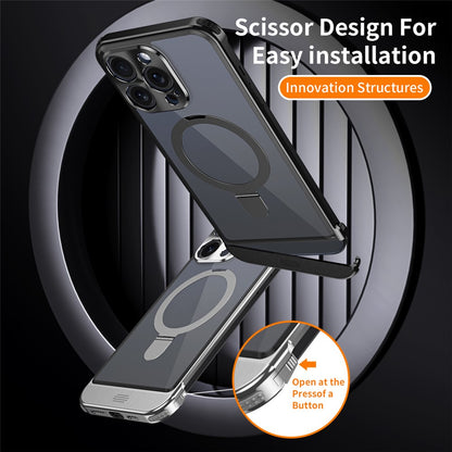 For iPhone 14 Pro Magnetic Case Kickstand Acrylic+Aluminum Alloy Cover Aromatherapy Tablet