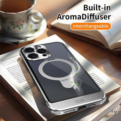 For iPhone 14 Pro Magnetic Case Kickstand Acrylic+Aluminum Alloy Cover Aromatherapy Tablet