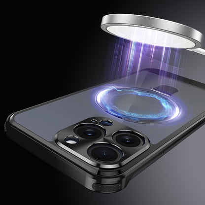 For iPhone 14 Pro Magnetic Case Kickstand Acrylic+Aluminum Alloy Cover Aromatherapy Tablet