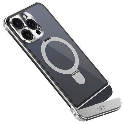 For iPhone 14 Pro Magnetic Case Kickstand Acrylic+Aluminum Alloy Cover Aromatherapy Tablet