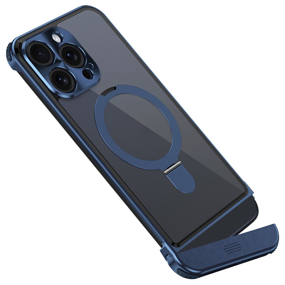 For iPhone 14 Pro Magnetic Case Kickstand Acrylic+Aluminum Alloy Cover Aromatherapy Tablet