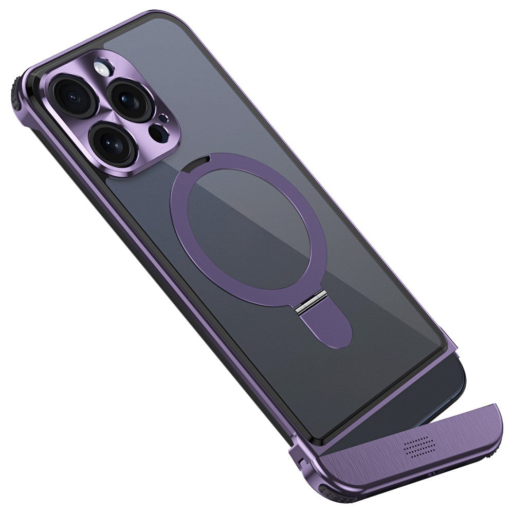 For iPhone 14 Pro Magnetic Case Kickstand Acrylic+Aluminum Alloy Cover Aromatherapy Tablet