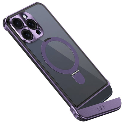 For iPhone 14 Pro Magnetic Case Kickstand Acrylic+Aluminum Alloy Cover Aromatherapy Tablet