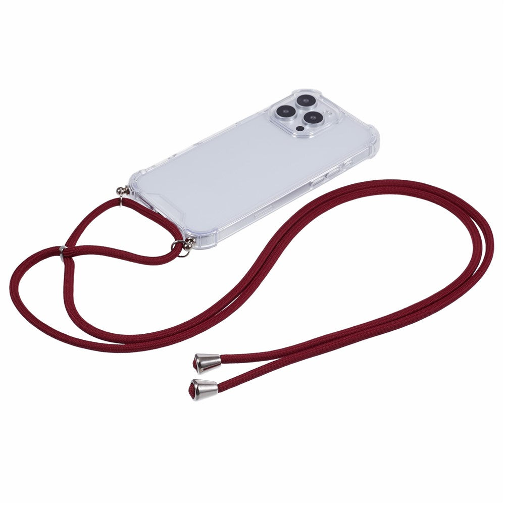 For iPhone 16 Pro Case 4 Corner Reinforced Acrylic + TPU Phone Cover with Adjustable Lanyard