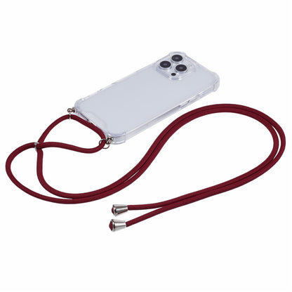 For iPhone 16 Pro Case 4 Corner Reinforced Acrylic + TPU Phone Cover with Adjustable Lanyard