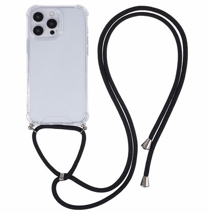 For iPhone 16 Pro Case 4 Corner Reinforced Acrylic + TPU Phone Cover with Adjustable Lanyard