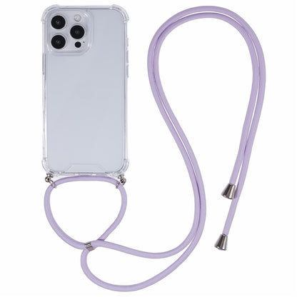 For iPhone 16 Pro Case 4 Corner Reinforced Acrylic + TPU Phone Cover with Adjustable Lanyard