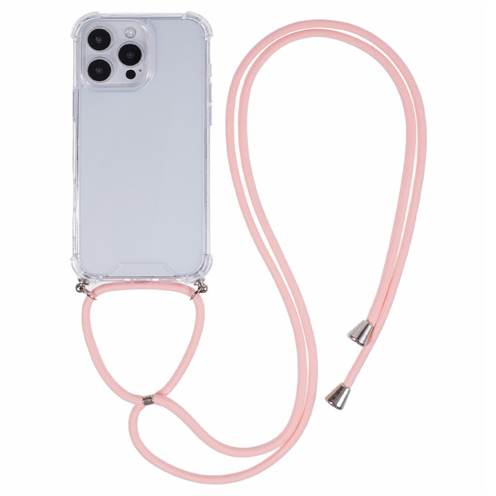 For iPhone 16 Pro Case 4 Corner Reinforced Acrylic + TPU Phone Cover with Adjustable Lanyard