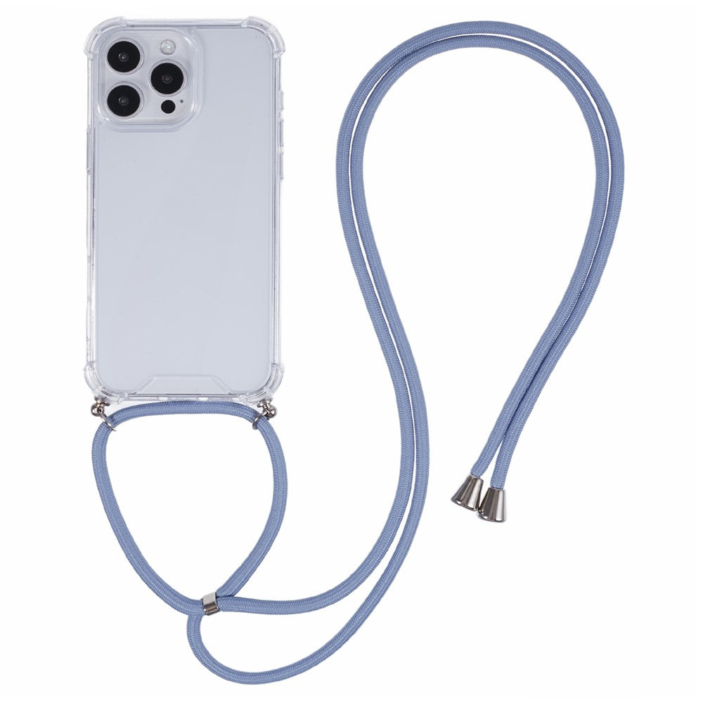 For iPhone 16 Pro Case 4 Corner Reinforced Acrylic + TPU Phone Cover with Adjustable Lanyard