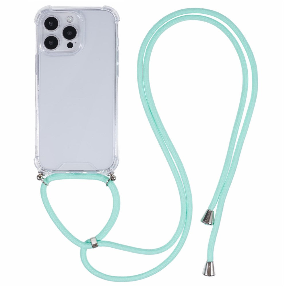 For iPhone 16 Pro Case 4 Corner Reinforced Acrylic + TPU Phone Cover with Adjustable Lanyard
