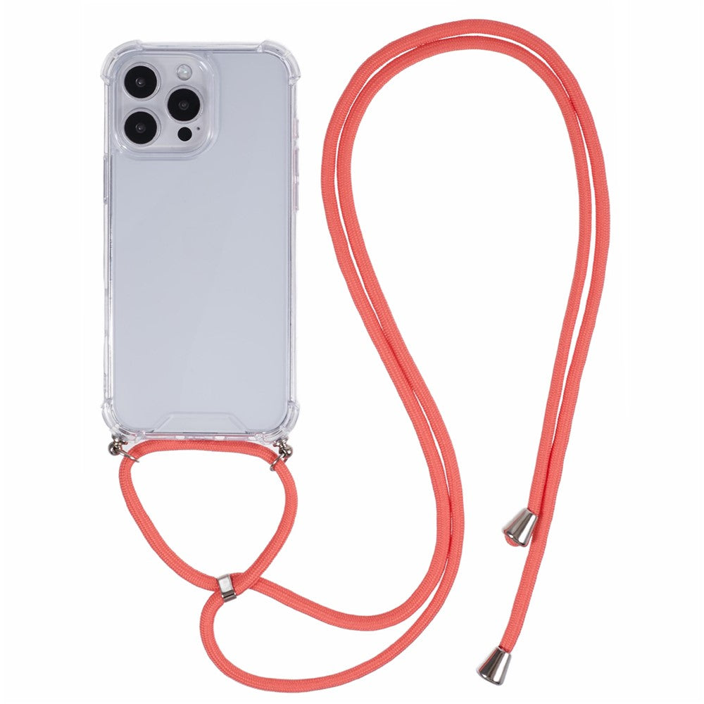 For iPhone 16 Pro Case 4 Corner Reinforced Acrylic + TPU Phone Cover with Adjustable Lanyard