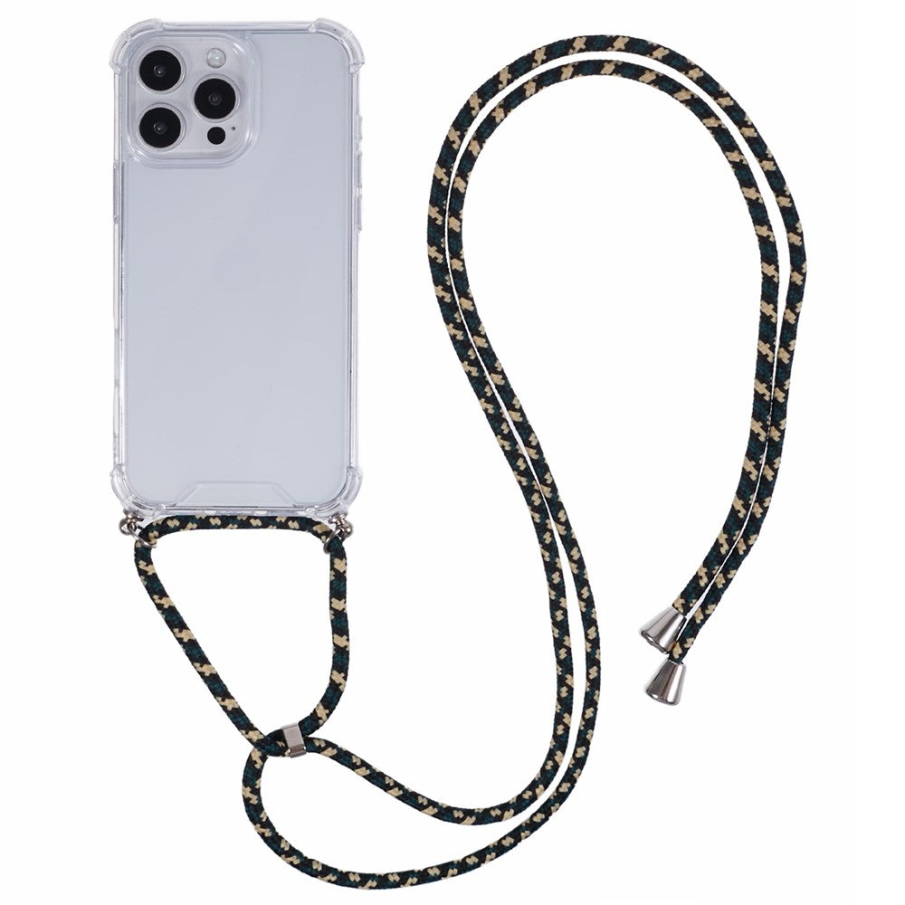 For iPhone 16 Pro Case 4 Corner Reinforced Acrylic + TPU Phone Cover with Adjustable Lanyard