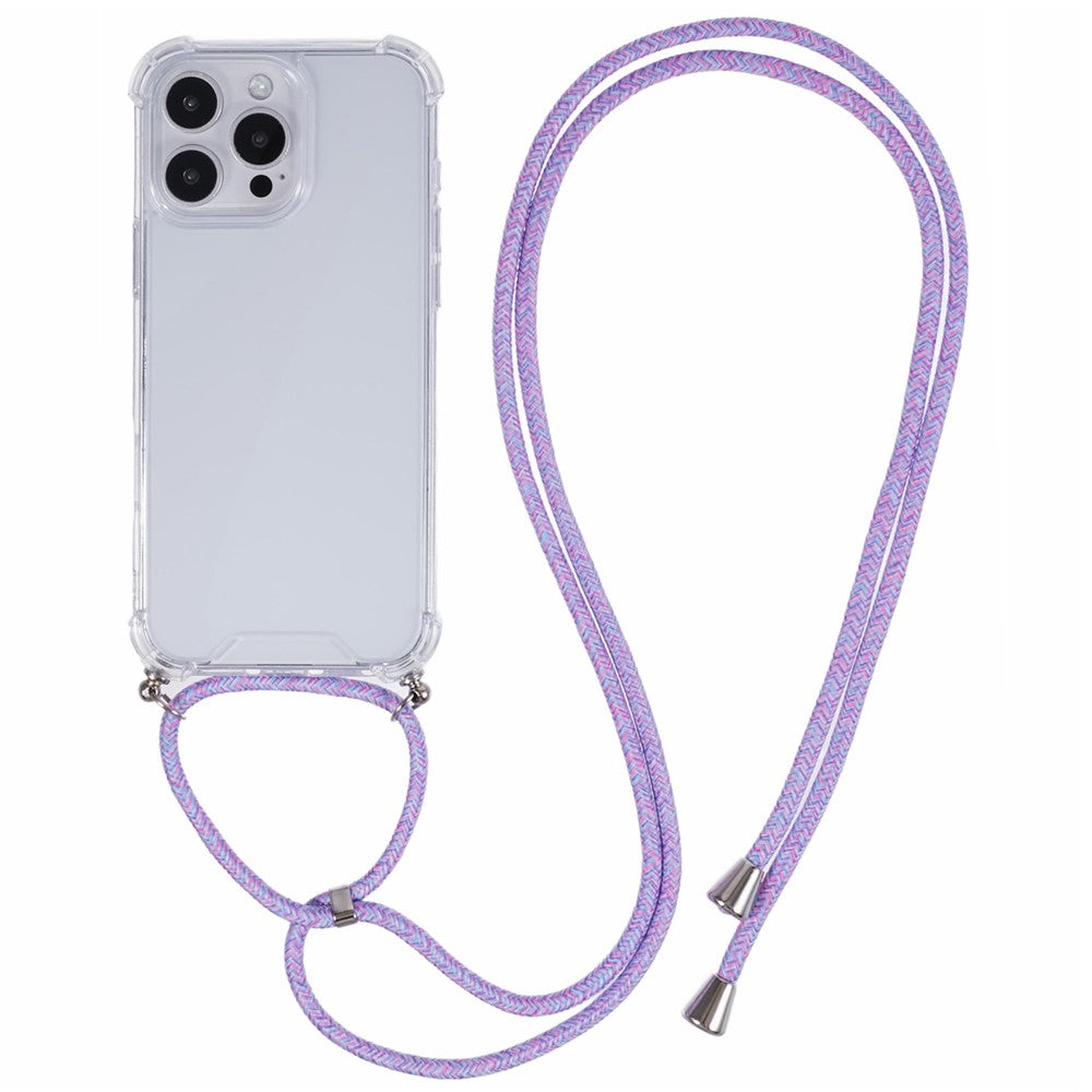 For iPhone 16 Pro Case 4 Corner Reinforced Acrylic + TPU Phone Cover with Adjustable Lanyard