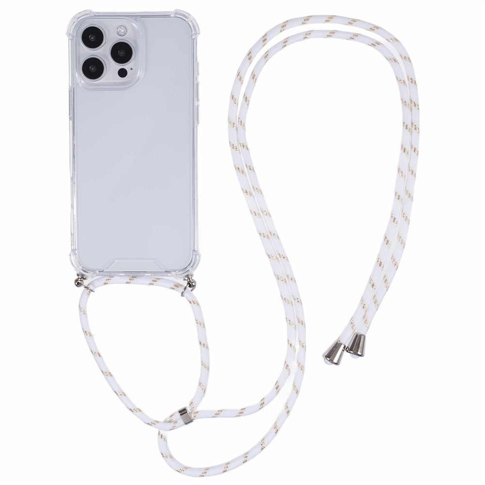 For iPhone 16 Pro Case 4 Corner Reinforced Acrylic + TPU Phone Cover with Adjustable Lanyard