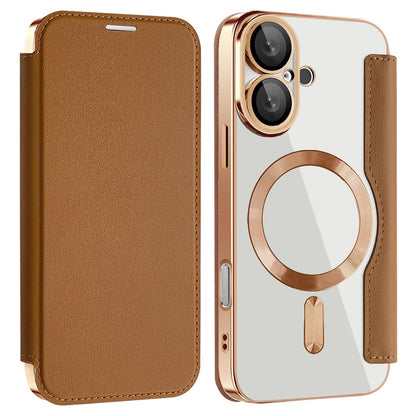 For iPhone 16 Magnetic Case RFID Blocking Leather Phone Cover