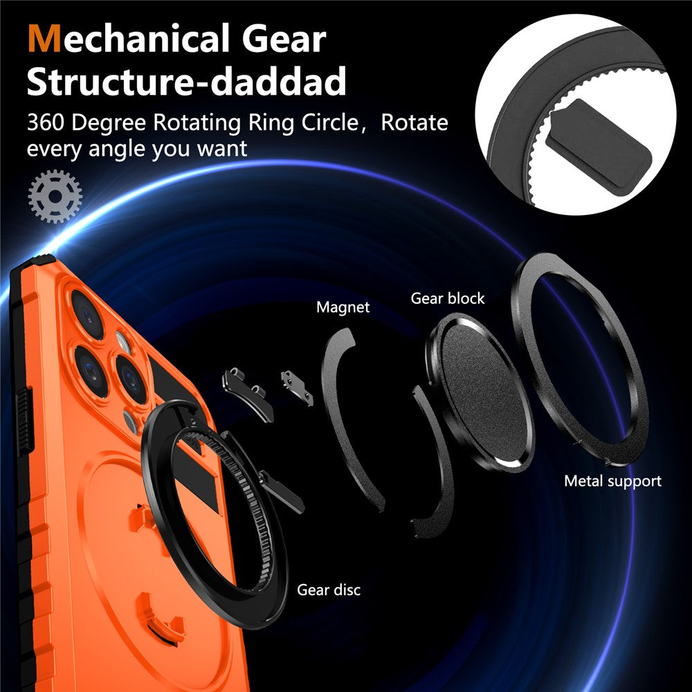 For iPhone 14 Pro Case Compatible with MagSafe Rotary Kickstand Anti-Drop TPU+PC Phone Cover