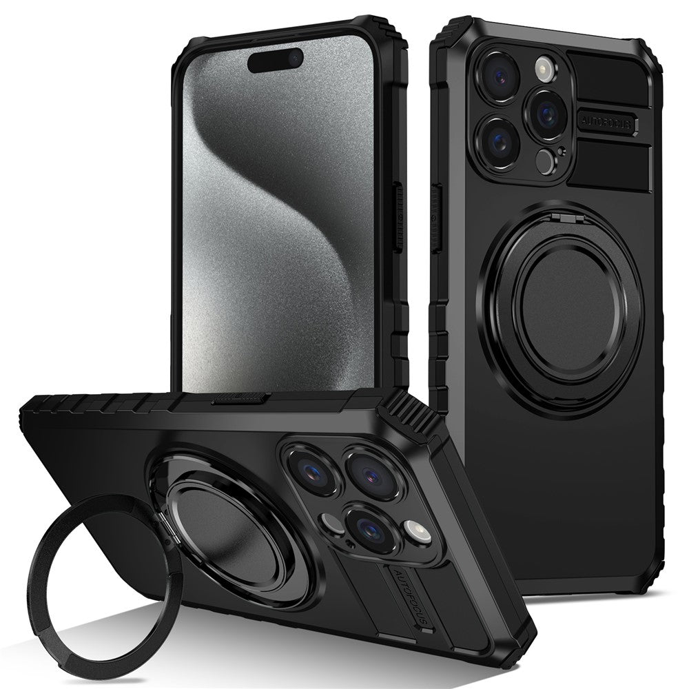 For iPhone 14 Pro Case Compatible with MagSafe Rotary Kickstand Anti-Drop TPU+PC Phone Cover