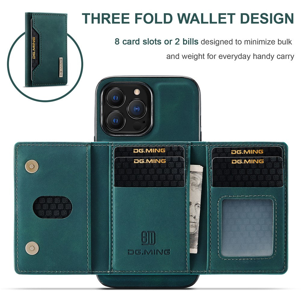 DG.MING M2 Series for iPhone 16 Pro Case PU+PC+TPU Phone Cover Detachable Wallet