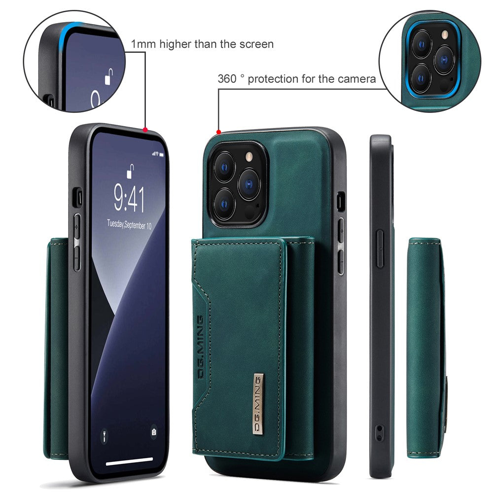 DG.MING M2 Series for iPhone 16 Pro Case PU+PC+TPU Phone Cover Detachable Wallet