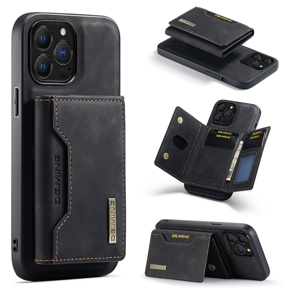 DG.MING M2 Series for iPhone 16 Pro Case PU+PC+TPU Phone Cover Detachable Wallet