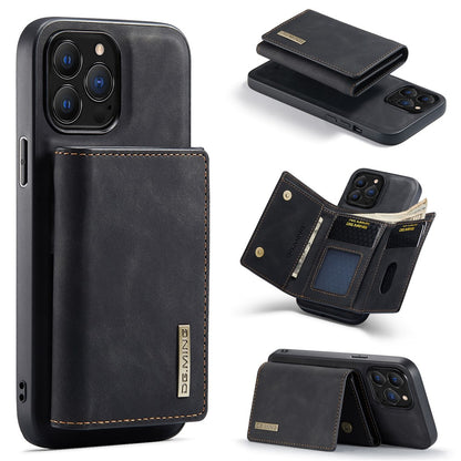 DG.MING M1 Series for iPhone 16 Pro Max Case Kickstand PU Phone Cover with Detachable Wallet
