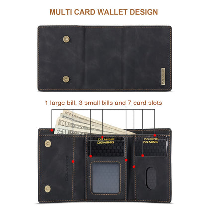 DG.MING M1 Series for iPhone 16 Pro Max Case Kickstand PU Phone Cover with Detachable Wallet